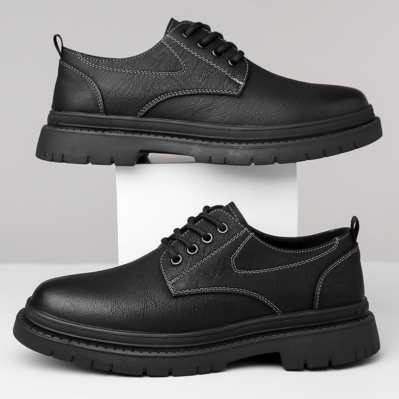 Men'S Leather Shoes British Thick-Soled Casual Derby Shoes Men'S Formal Dress Wedding Workwear Low-Top Martin Boots - Image 2